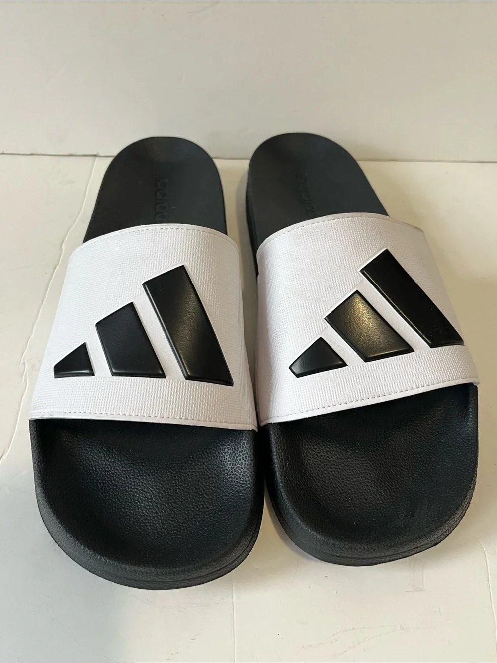 Adidas Adilette Slides White Black Cloudfoam Size 16